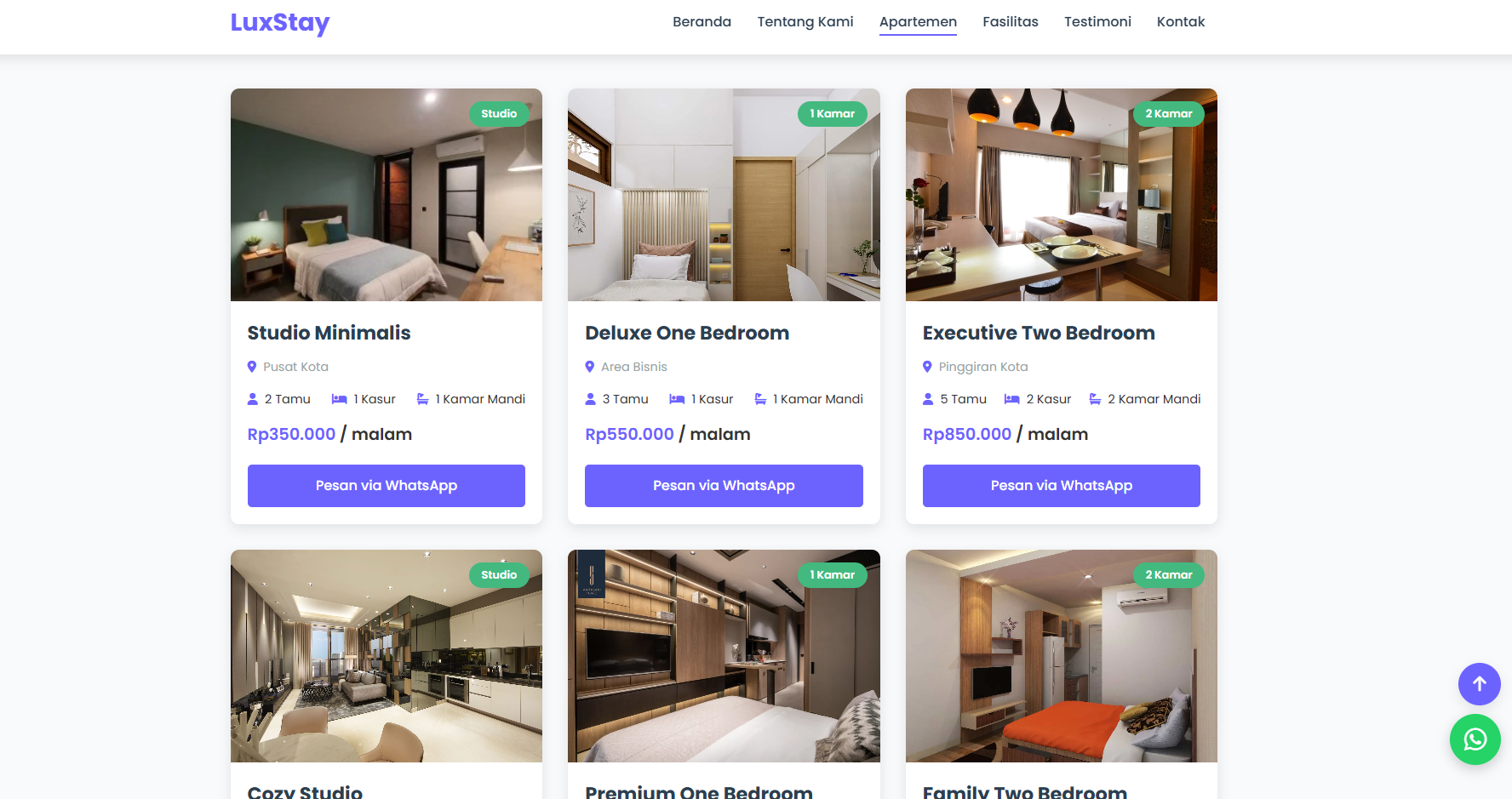 Sewa Apartemen Website